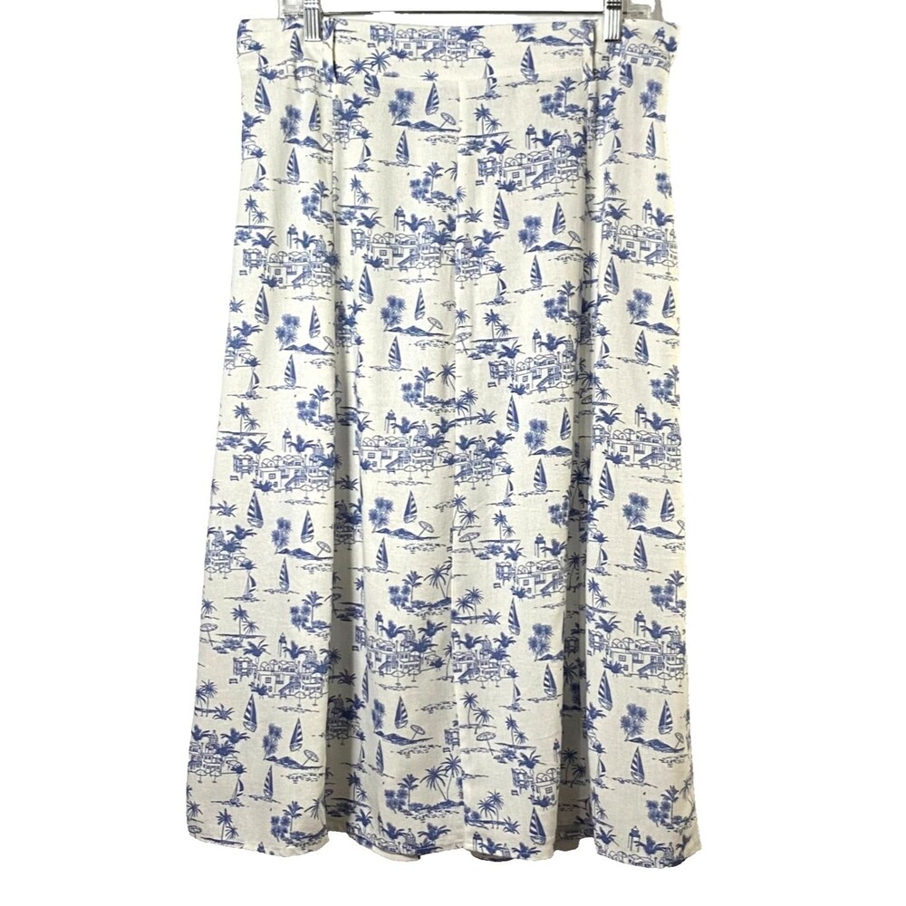 Classic Concepts Vintage Coastal Skirt Size Petite XL Multicolor Linen Blend